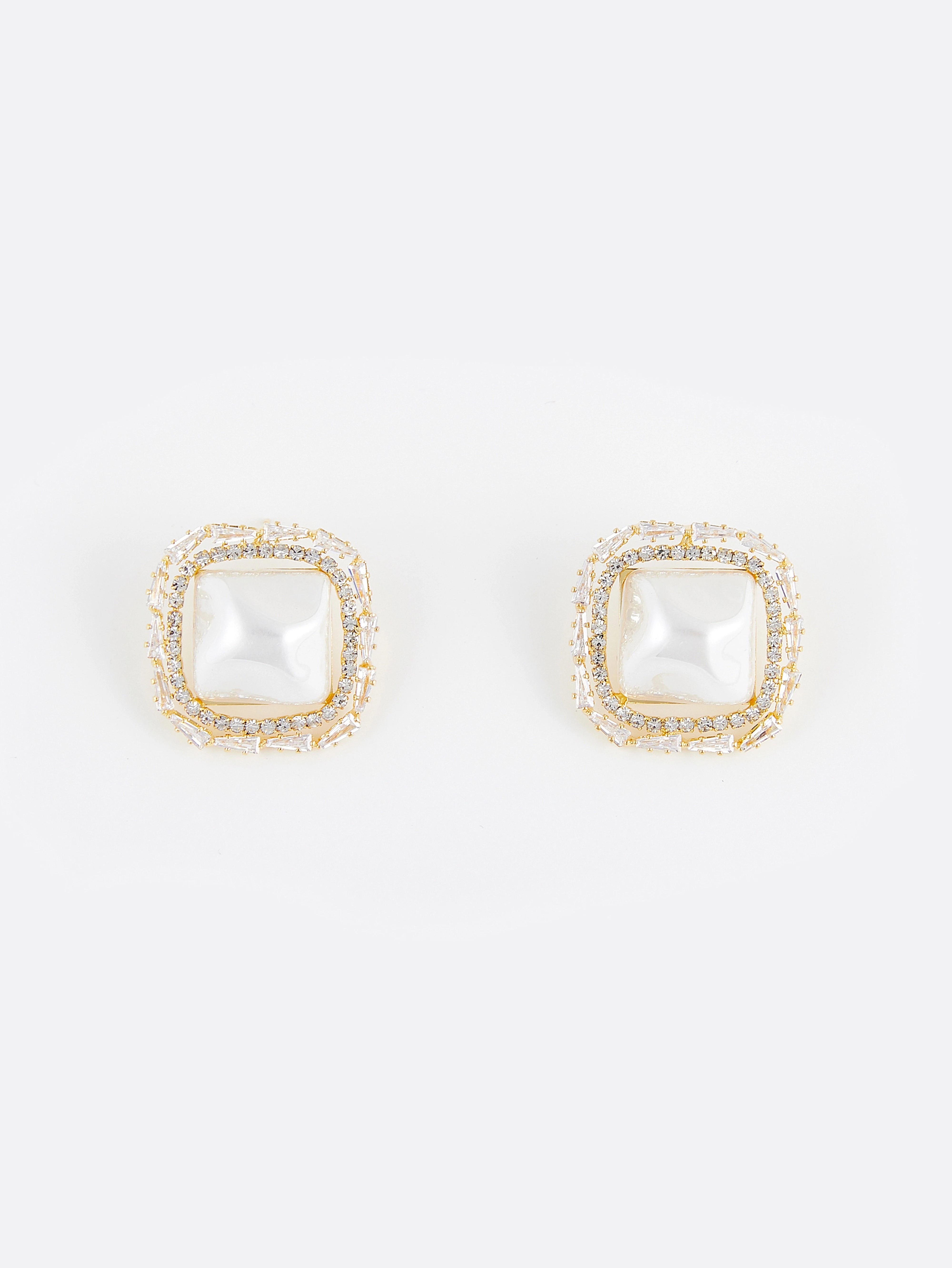 Regal Square Crystal Stud Earrings