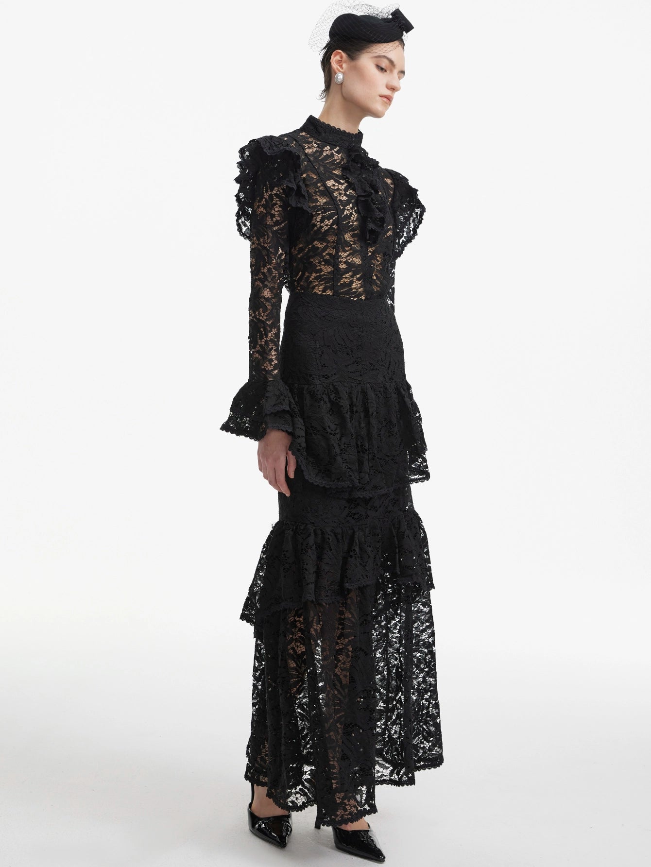 Sophisticated Lace Tiered Maxi Dress Set(Silvia)