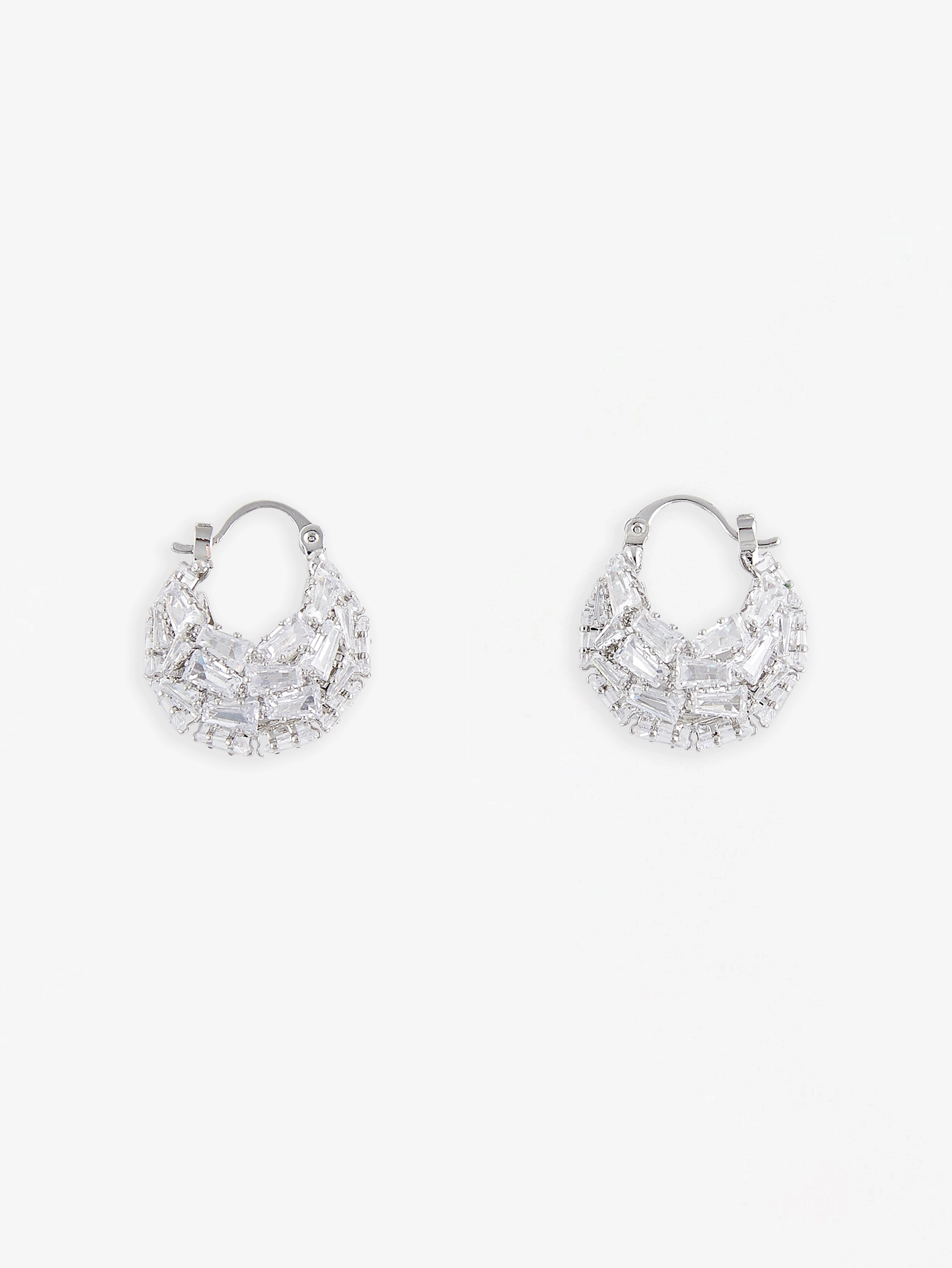 Radiant Crystal Pave Hoop Earrings