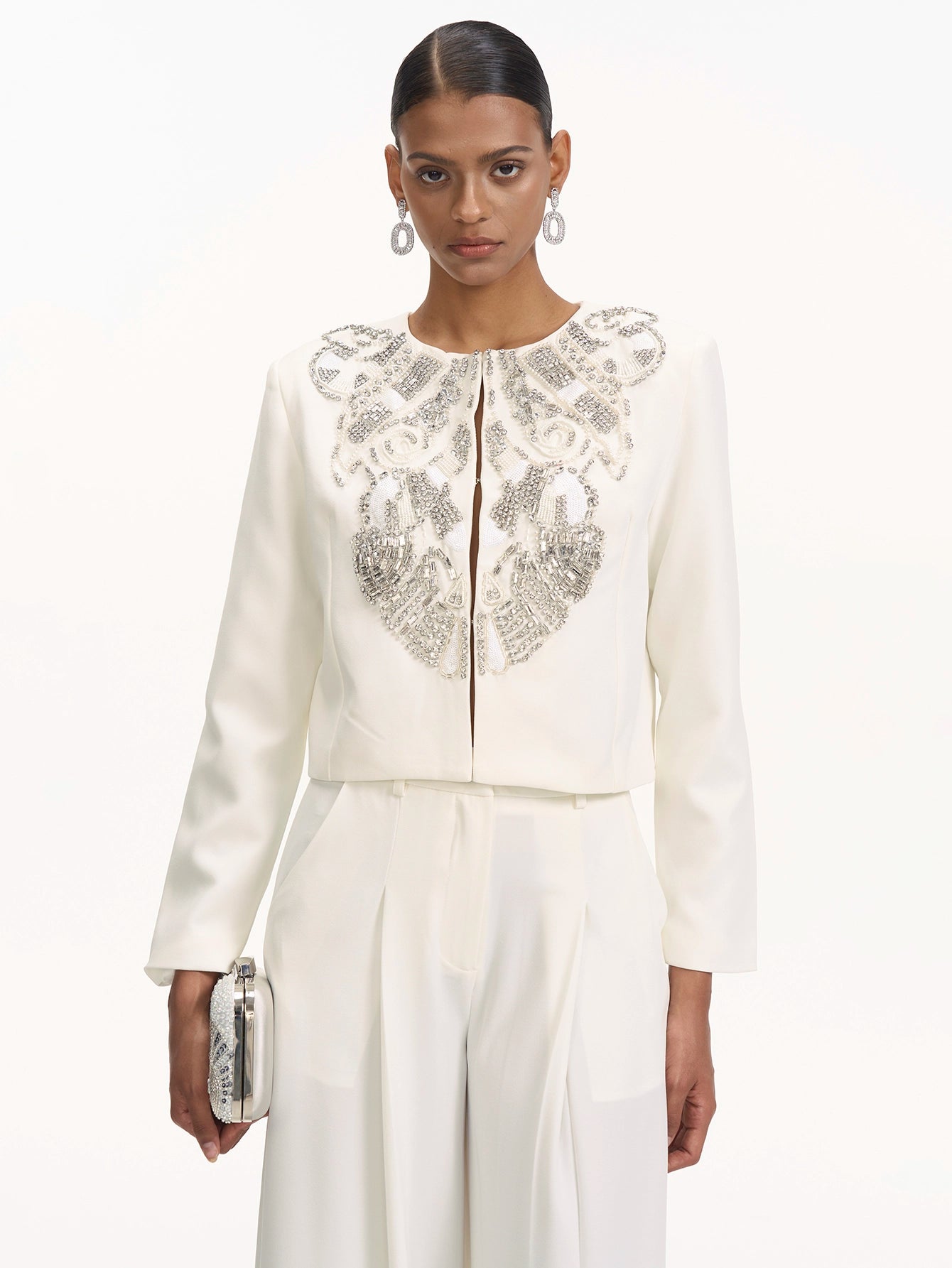 Elegant Suit Set with Embellished Jacket