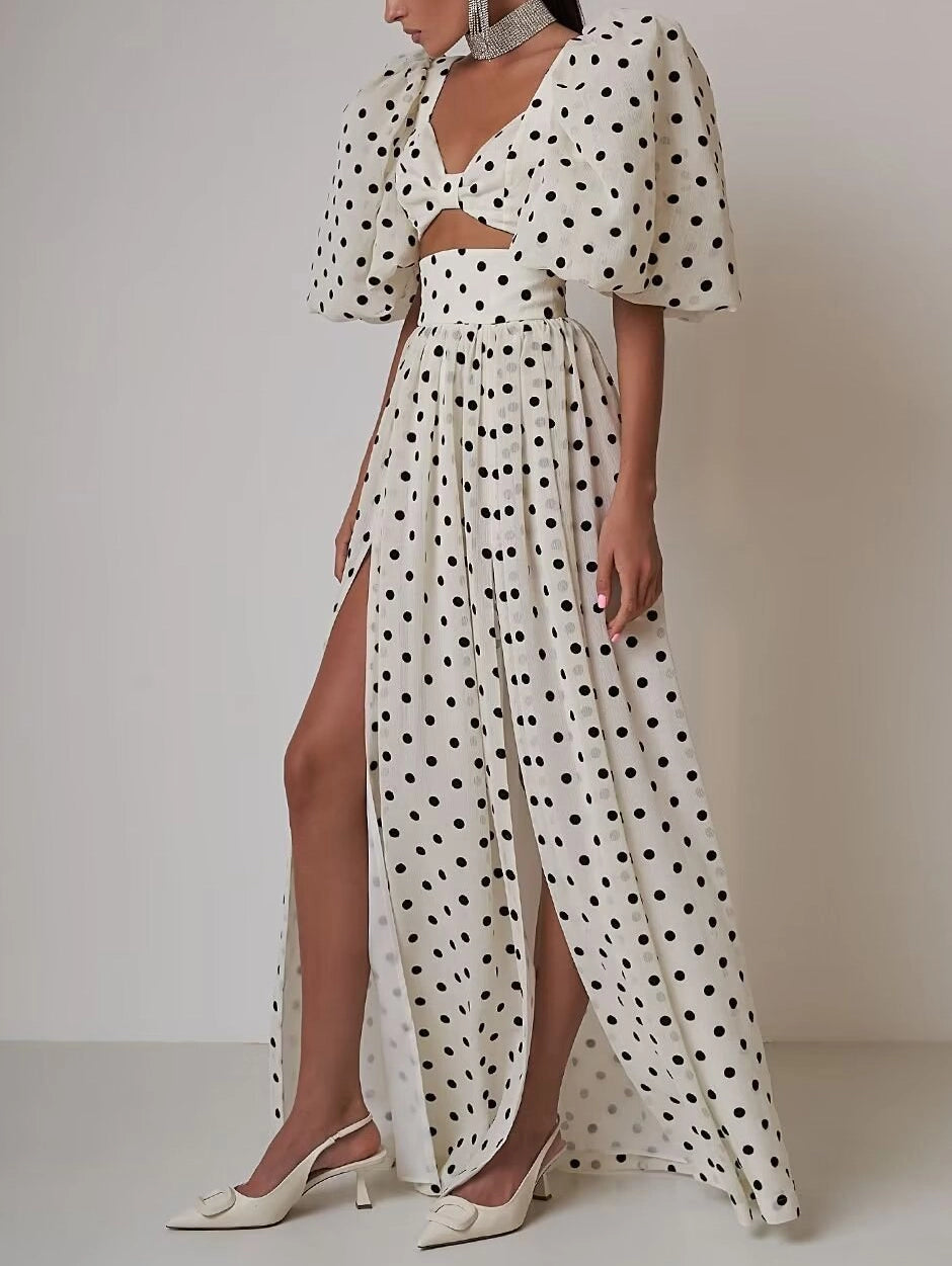 Elegant Polka Dot Two-Piece Set