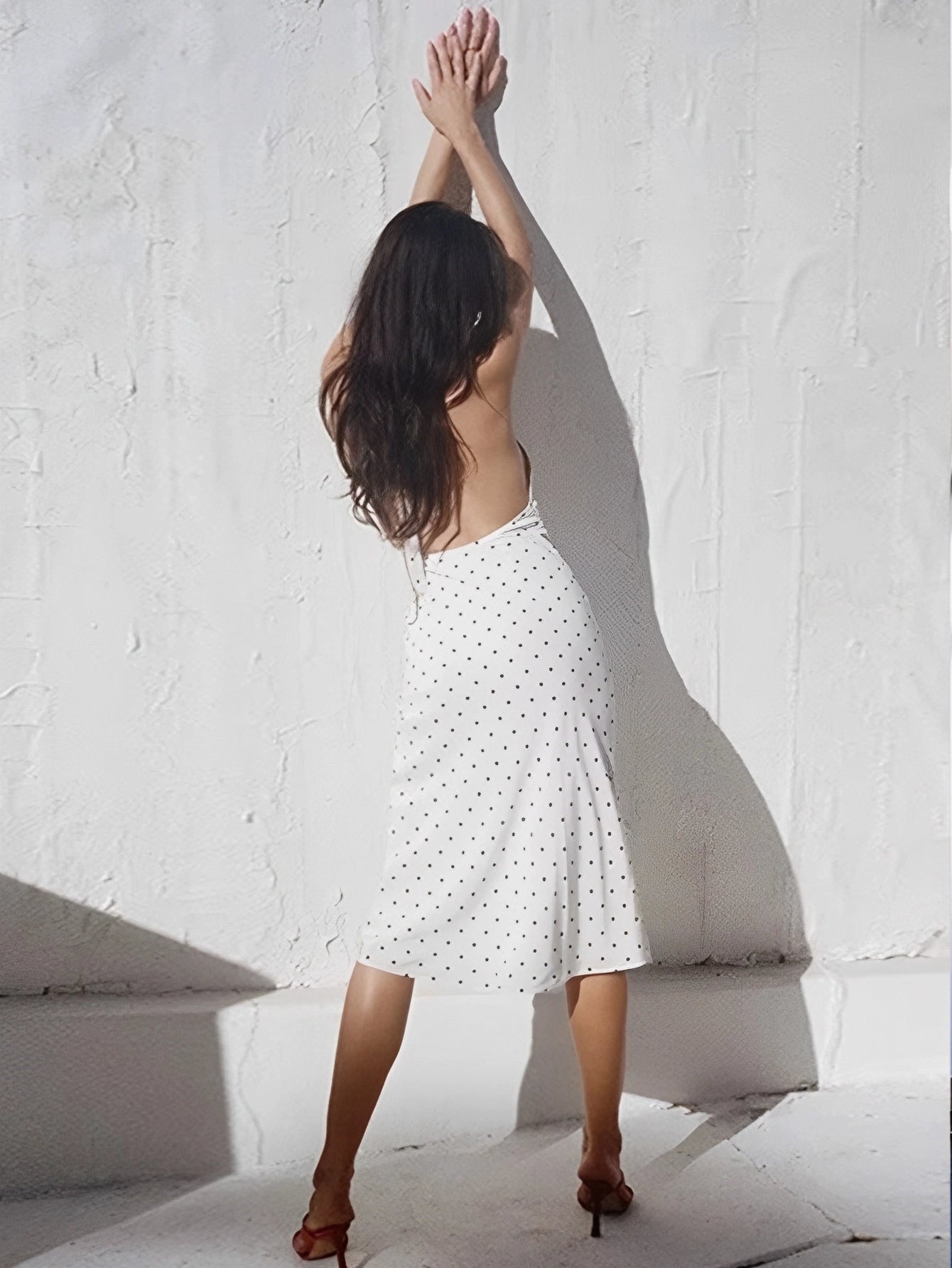 Halter Sleeveless Polka Dot Fitted dress