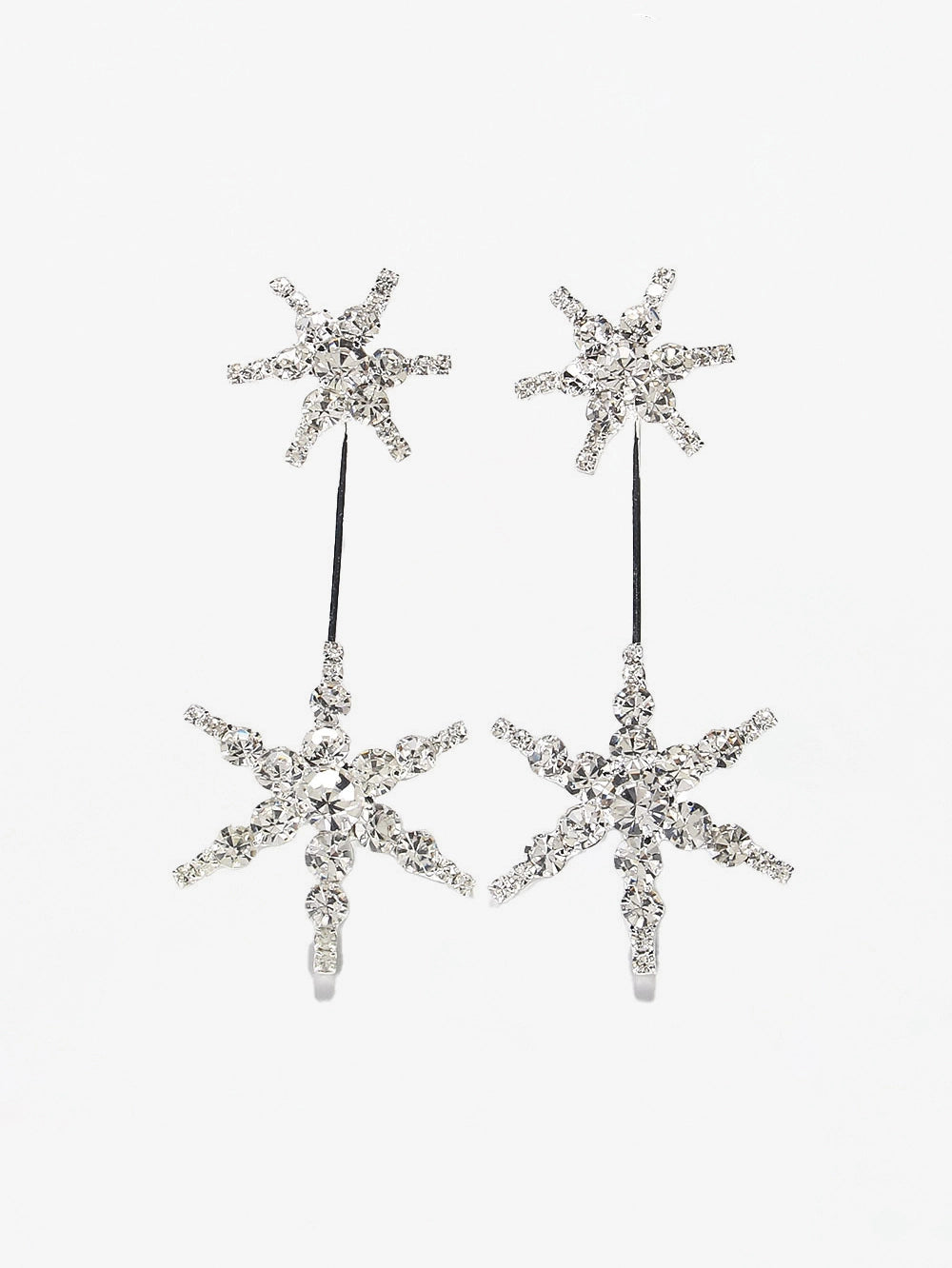 Star Shape Rhinestone Long Earrings