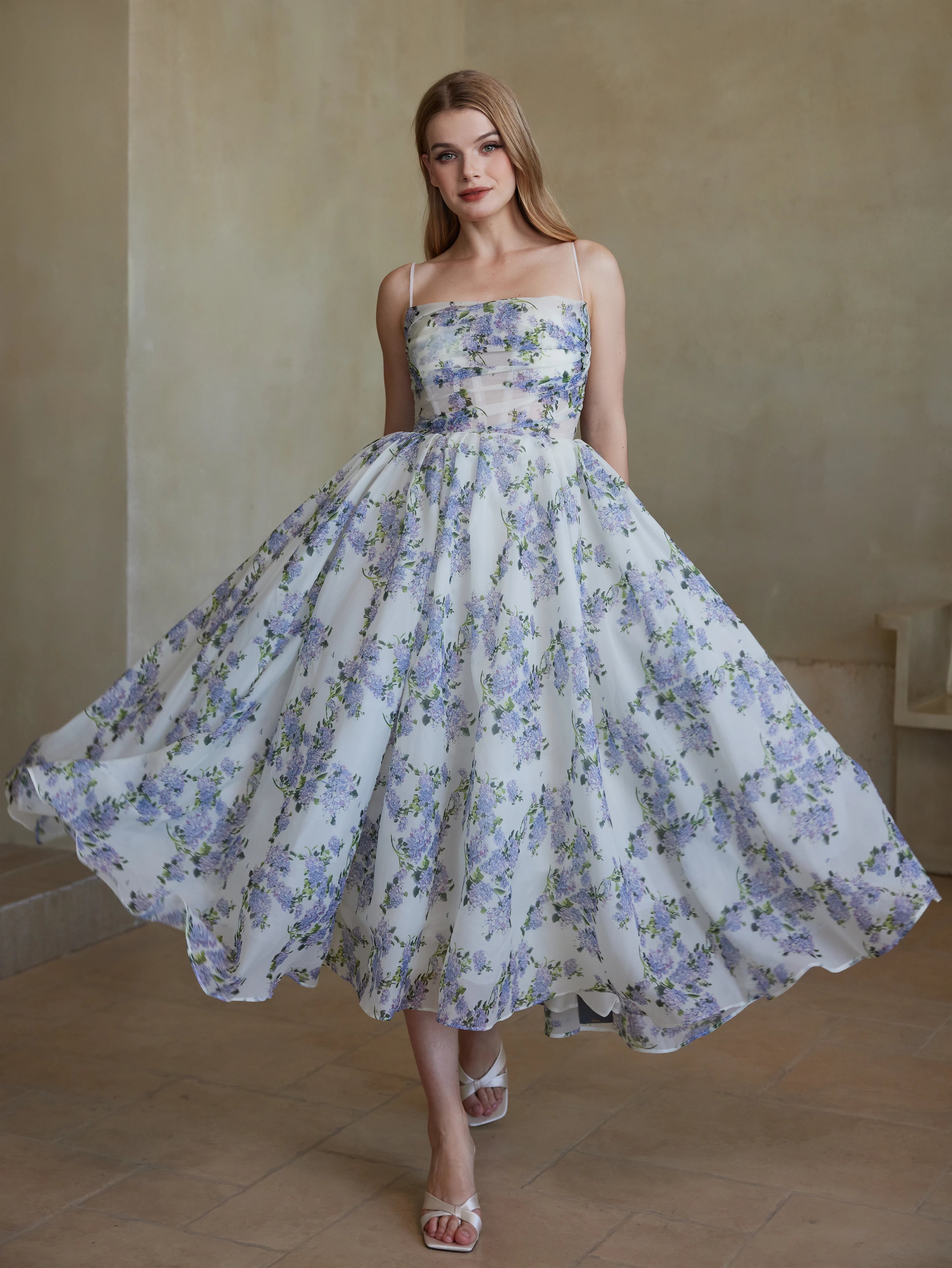 Floral Organza Ballgown Suspender Dress