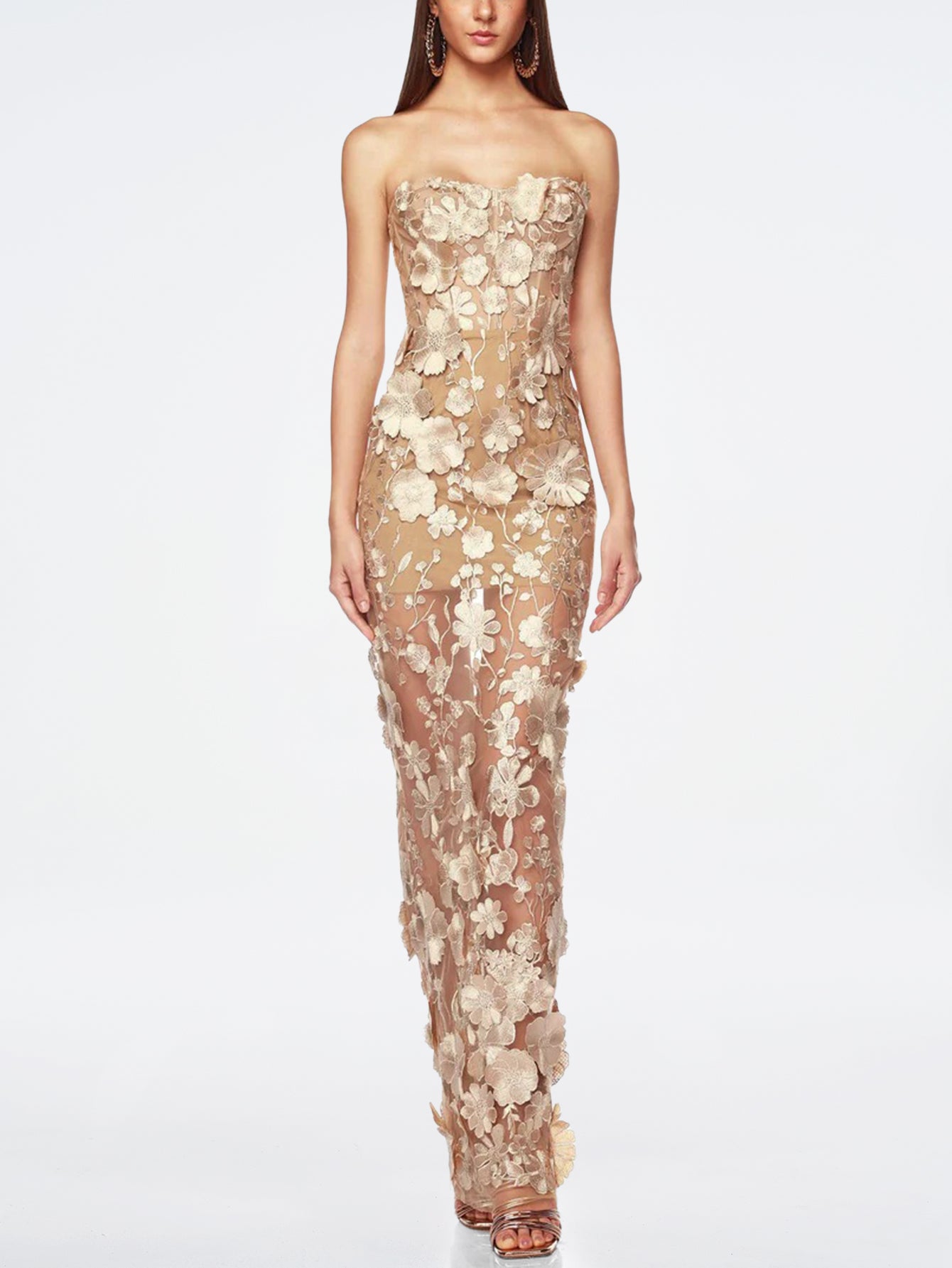 Luxurious Floral Embroidered Gown