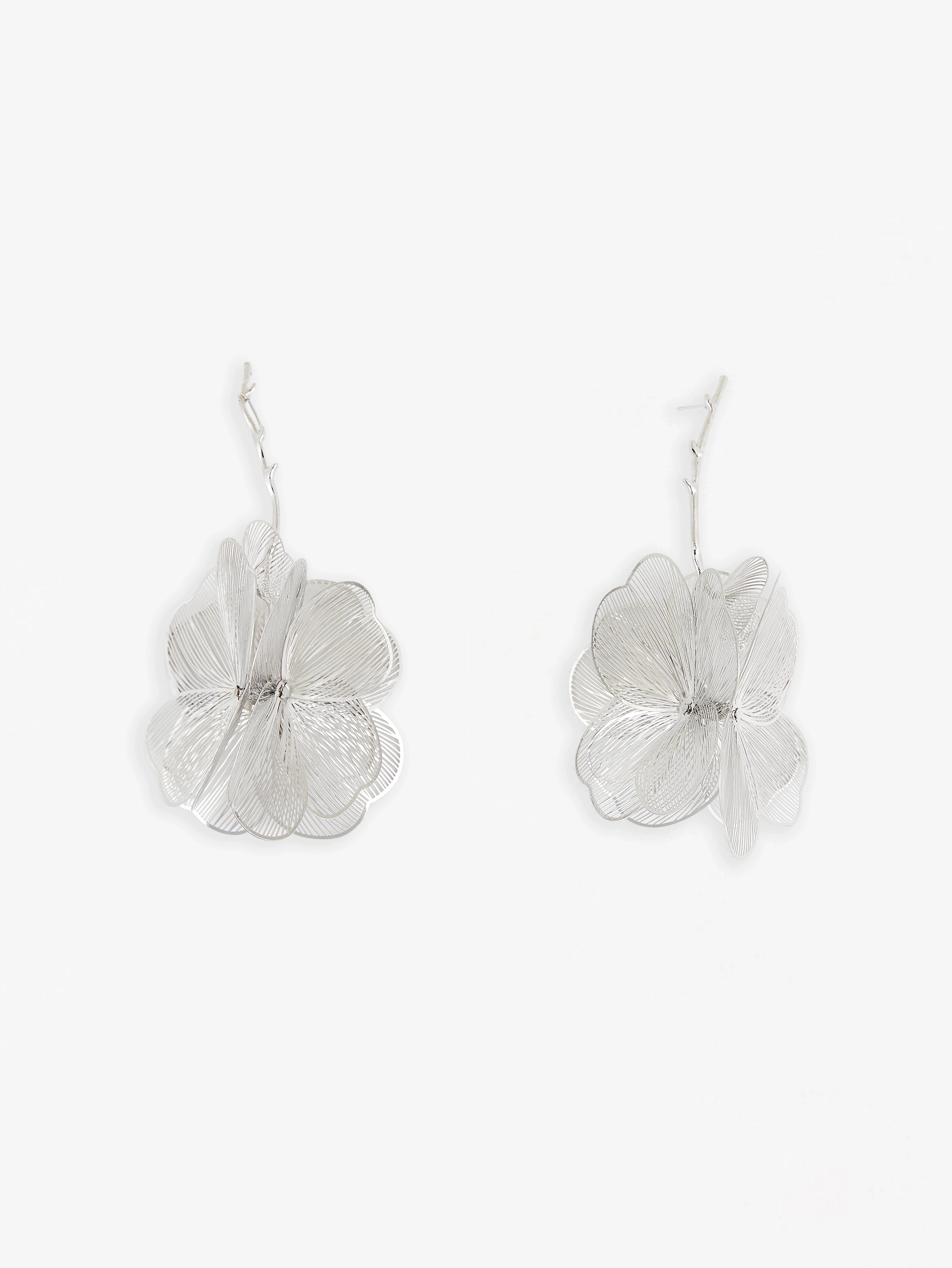 Exquisite Silver Floral Earrings