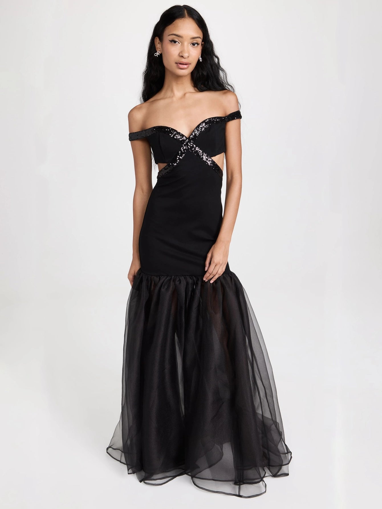 Off-Shoulder Gown with Beading