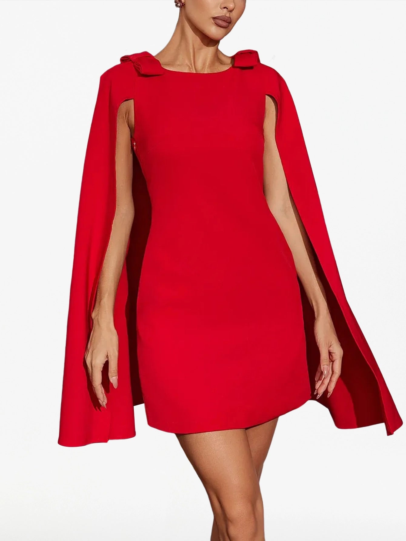 Unique Cape-Sleeve Mini Dress(Silvia)