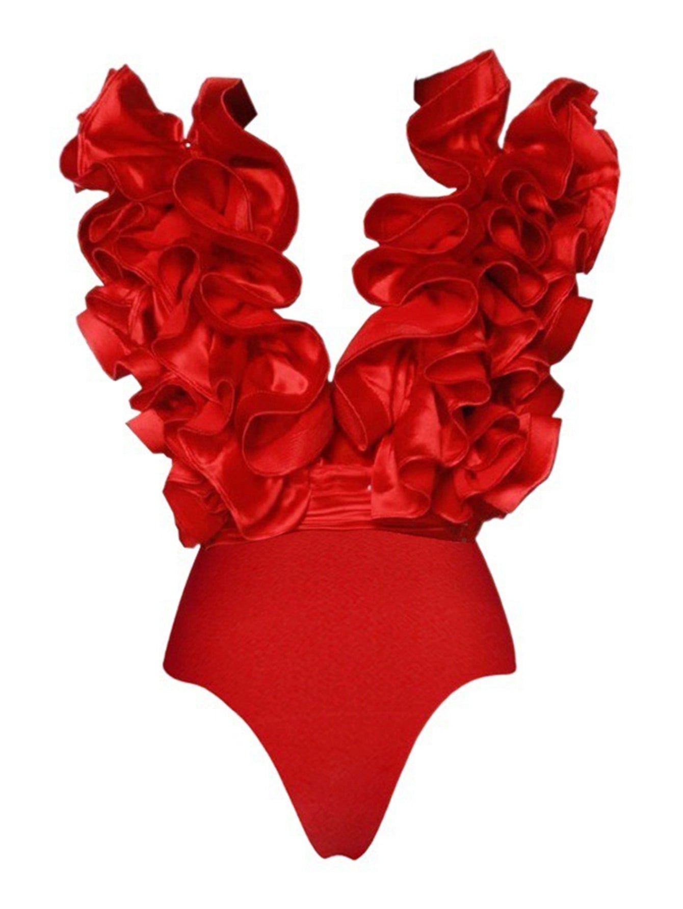 Exquisite V-neck Irregular Ruffle Swimsuit