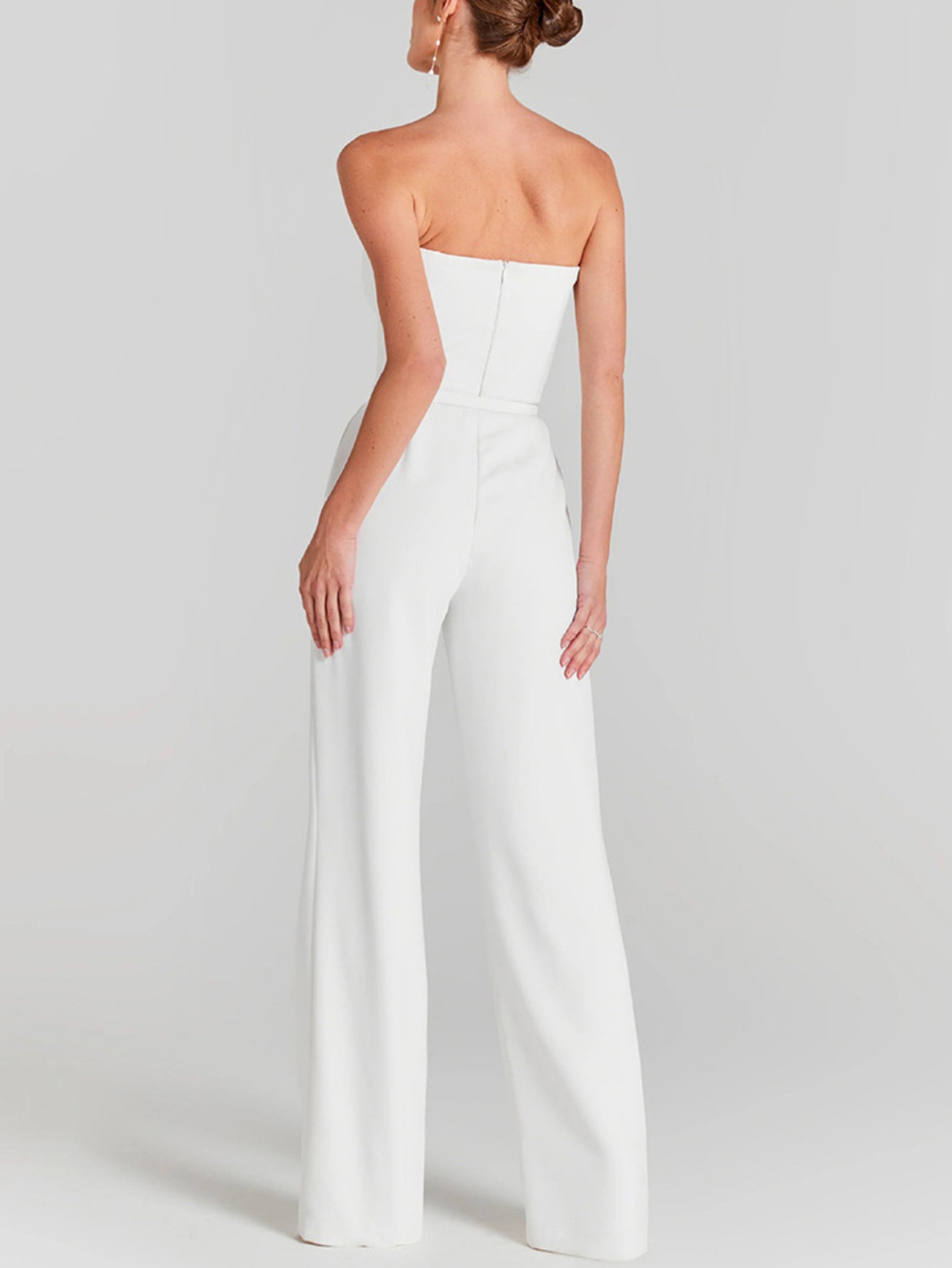 Pearl Beaded White Jumpsuit - Elegant Formal Wear for Women