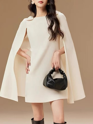 Unique Cape-Sleeve Mini Dress(Silvia)