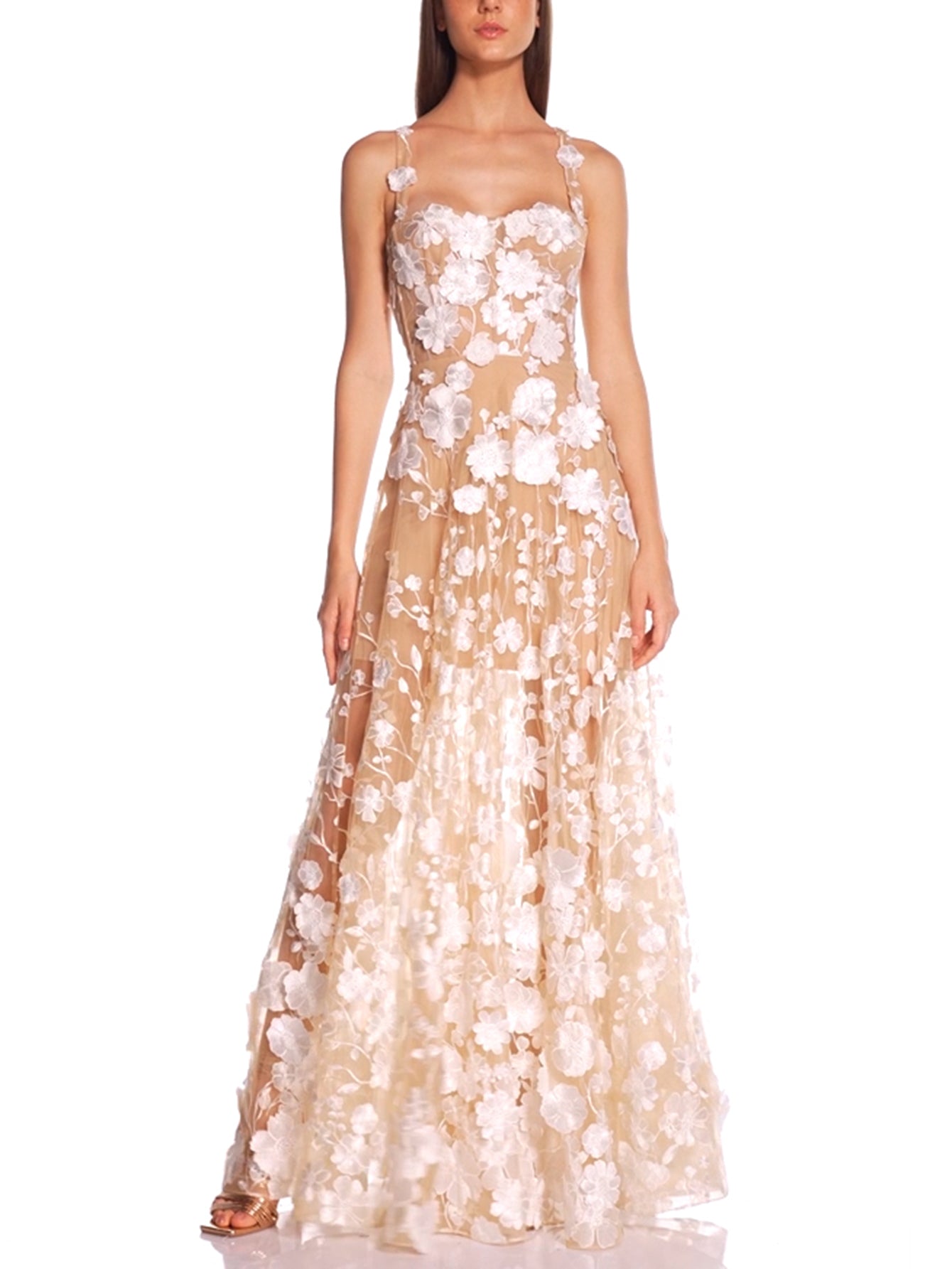 Floral Embroidered Tulle Maxi Dress - Ethereal & Romantic