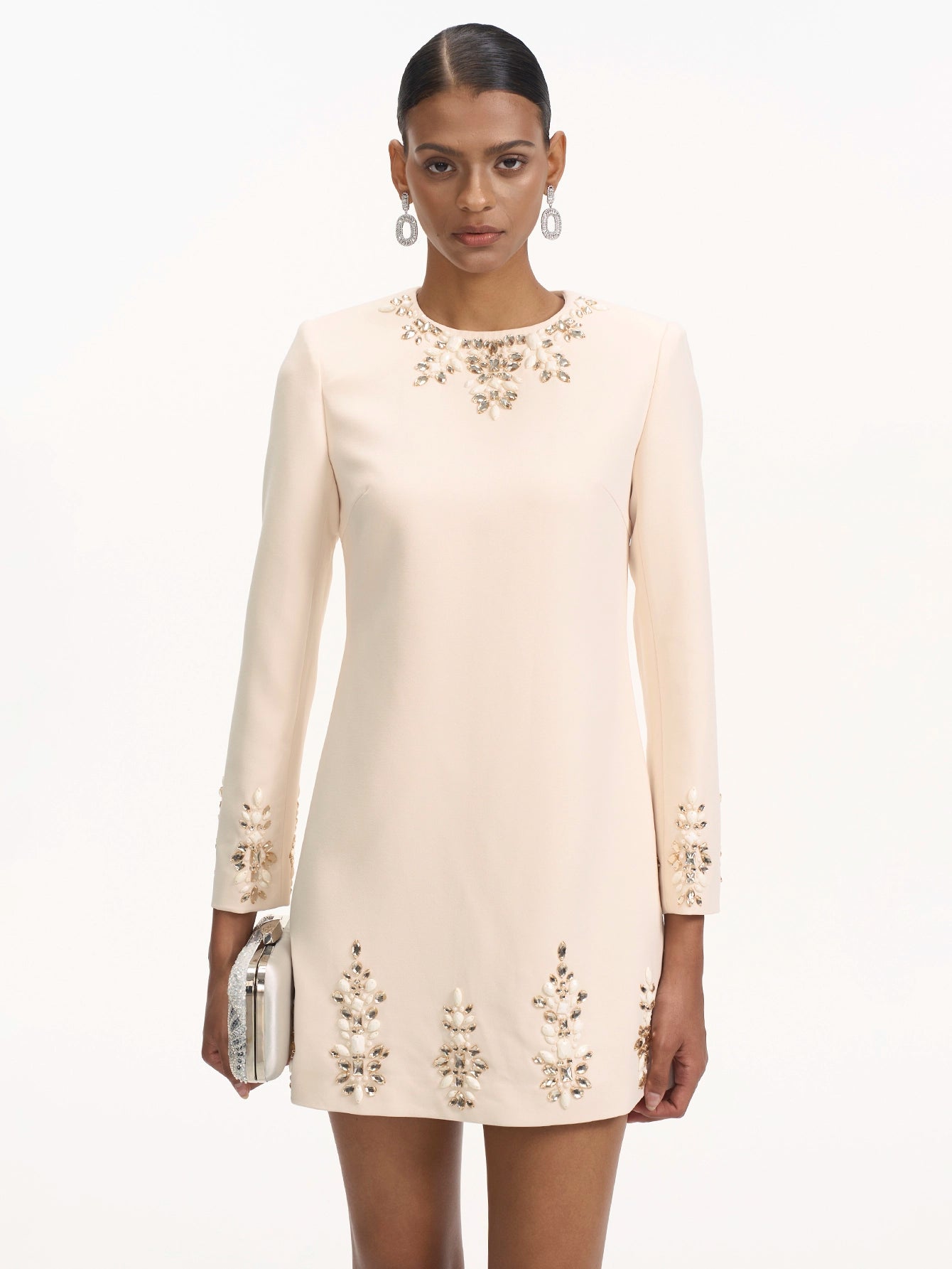 Long Sleeve Mini Dress with Diamonds(Silvia)