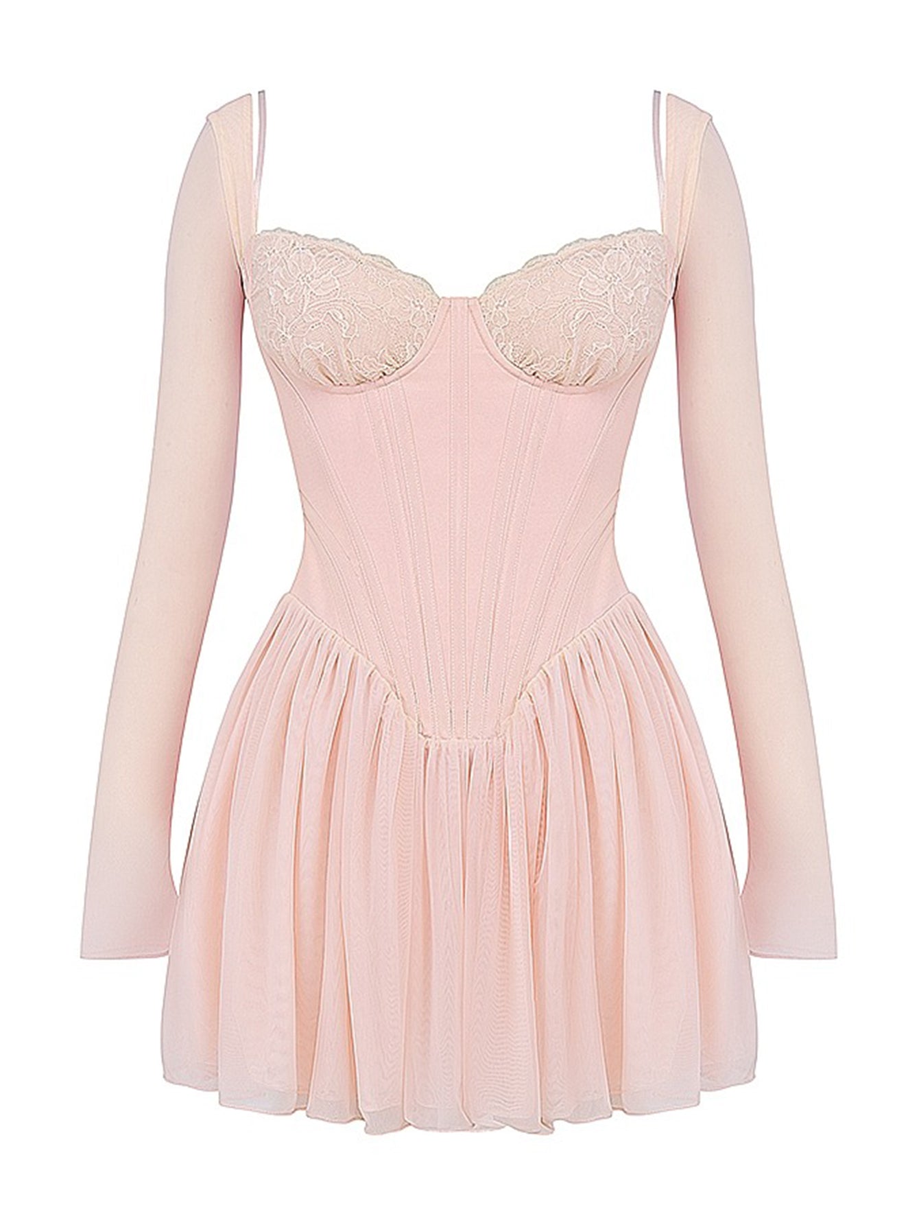 Elegant Mesh Corset Frill Mini A Line Dress - fashionprilin